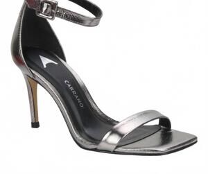 NEW CARRANO women's leather metallic sandals in pewter